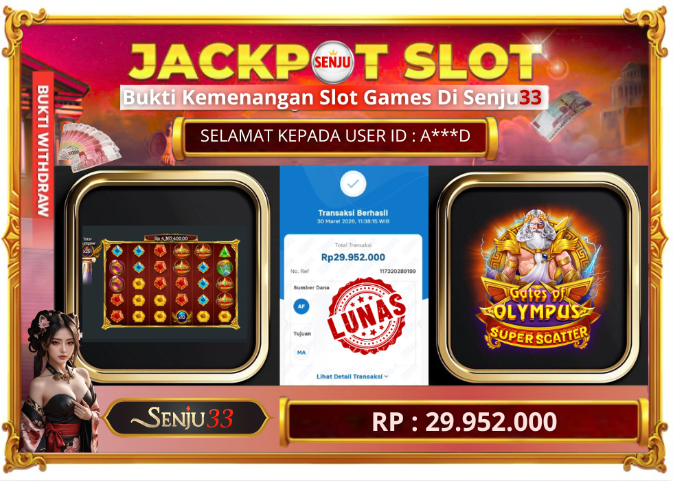🎰 SENJU33 JACKPOT SLOT Rp. 29.952.000 LUNAS 🎉