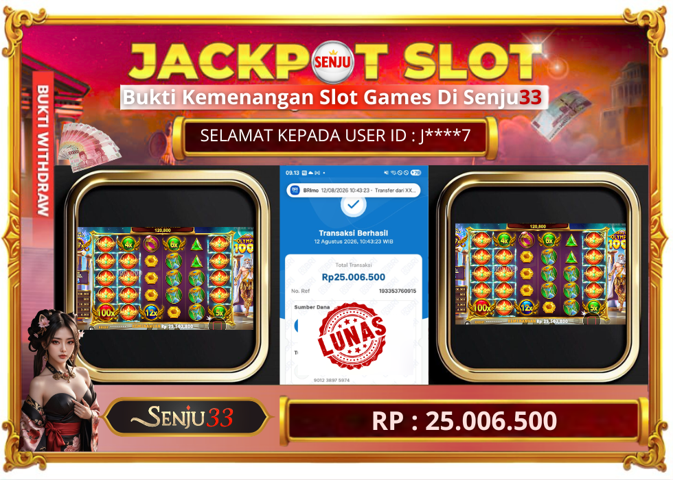 🎰 SENJU33 JACKPOT SLOT Rp. 25.006.500 LUNAS 🎉