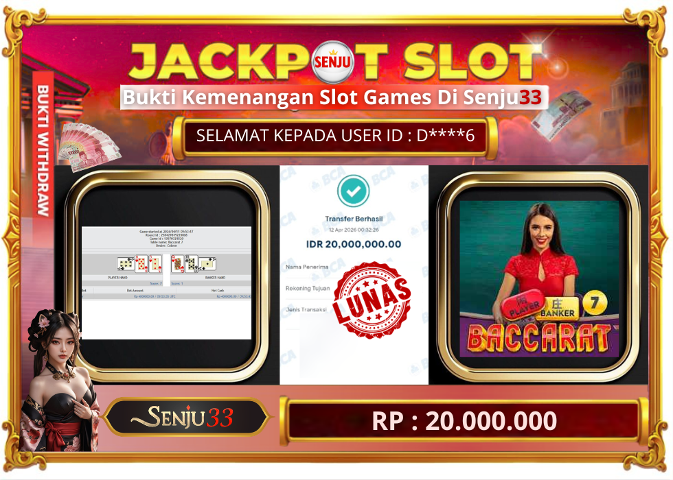 🎰 SENJU33 JACKPOT SLOT Rp. 20.000.000 LUNAS 🎉