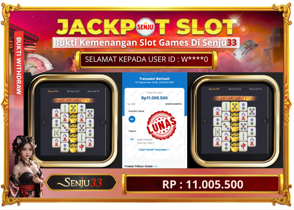 🎰 SENJU33 JACKPOT SLOT Rp. 11.005.500 LUNAS 🎉
