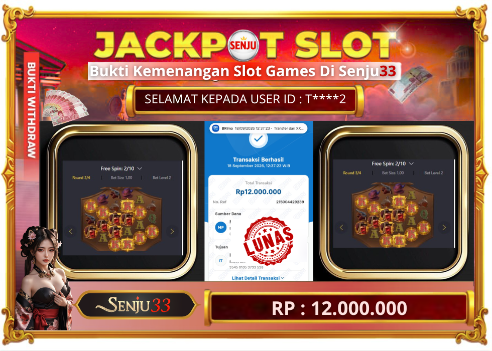 🎰 SENJU33 JACKPOT SLOT Rp. 12.000.000 LUNAS 🎉