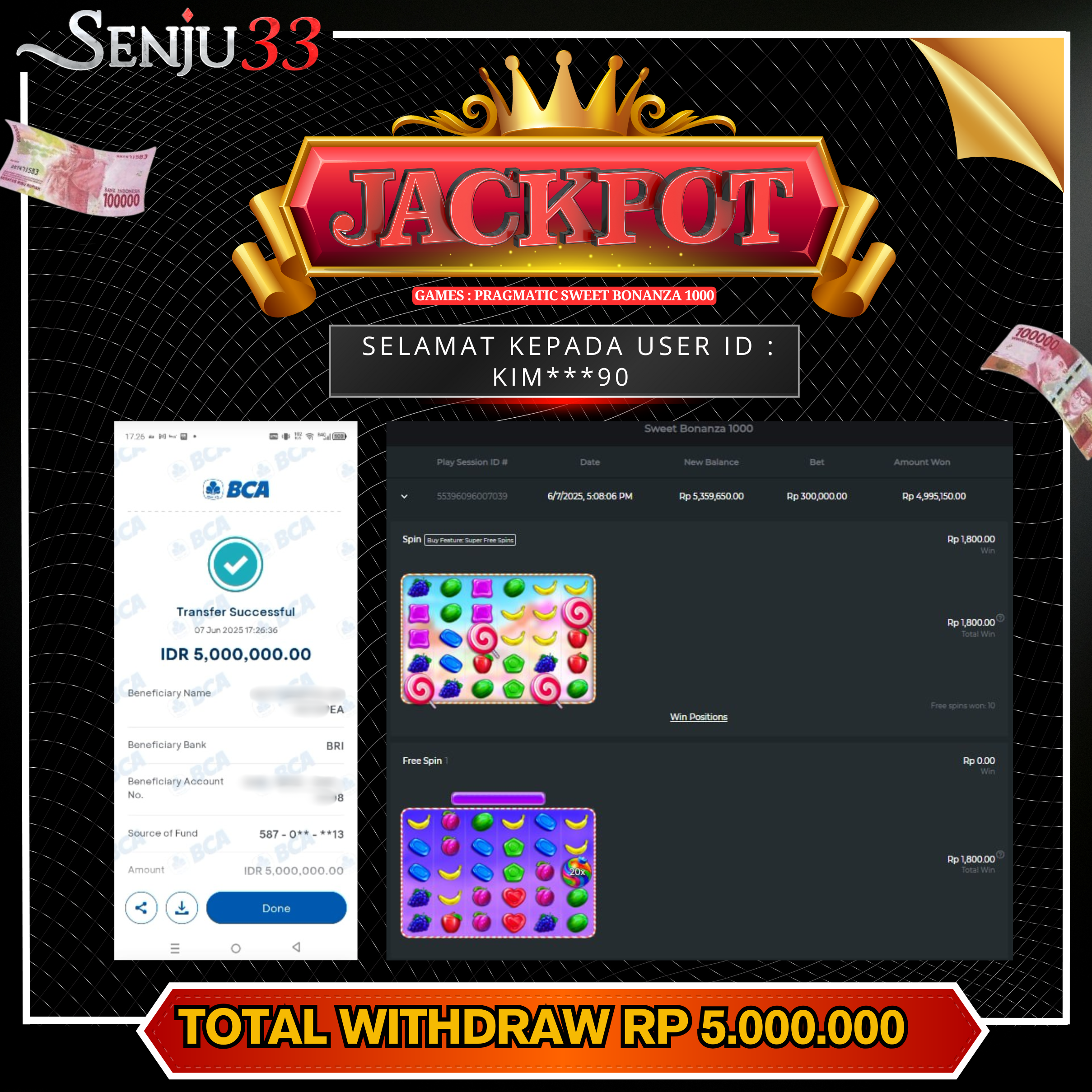 🎰 SENJU33 JACKPOT SLOT Rp. 5.000.000 LUNAS 🎉