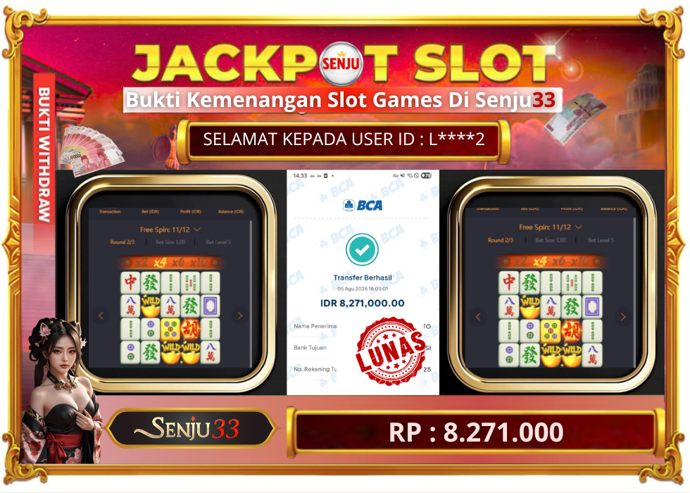 🎰 SENJU33 JACKPOT SLOT Rp. 8.271.000 LUNAS 🎉