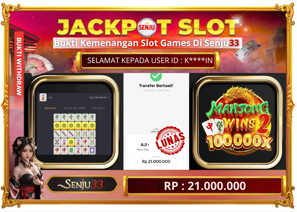 🎰 SENJU33 JACKPOT SLOT Rp. 21.000.000 LUNAS 🎉