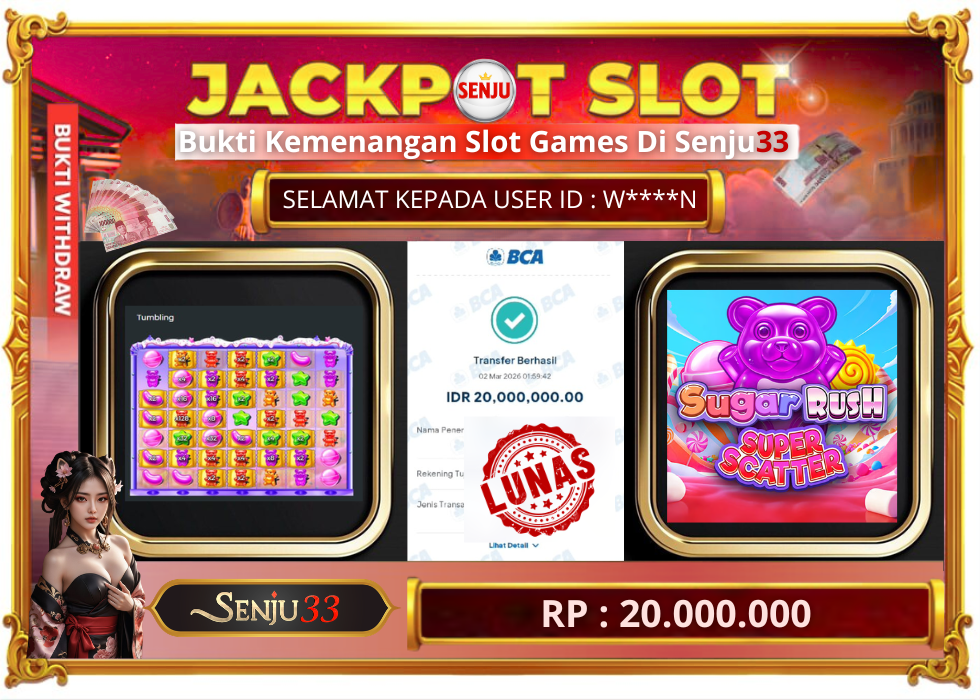 🎰 SENJU33 JACKPOT SLOT Rp. 20.000.000 LUNAS 🎉