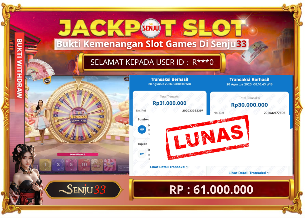 🎰 SENJU33 JACKPOT SLOT Rp. 61.000.000 LUNAS 🎉