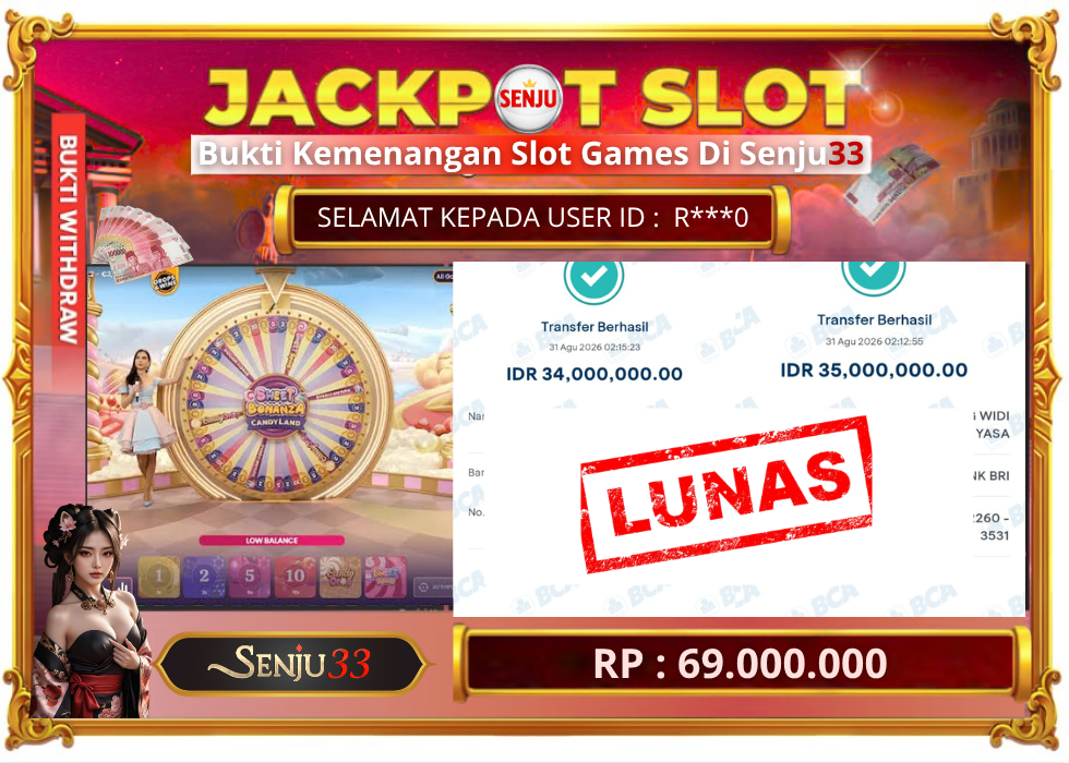 🎰 SENJU33 JACKPOT SLOT Rp. 69.000.000 LUNAS 🎉