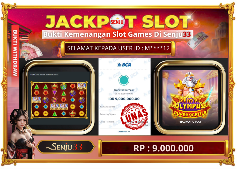 🎰 SENJU33 JACKPOT SLOT Rp. 9.000.000 LUNAS 🎉