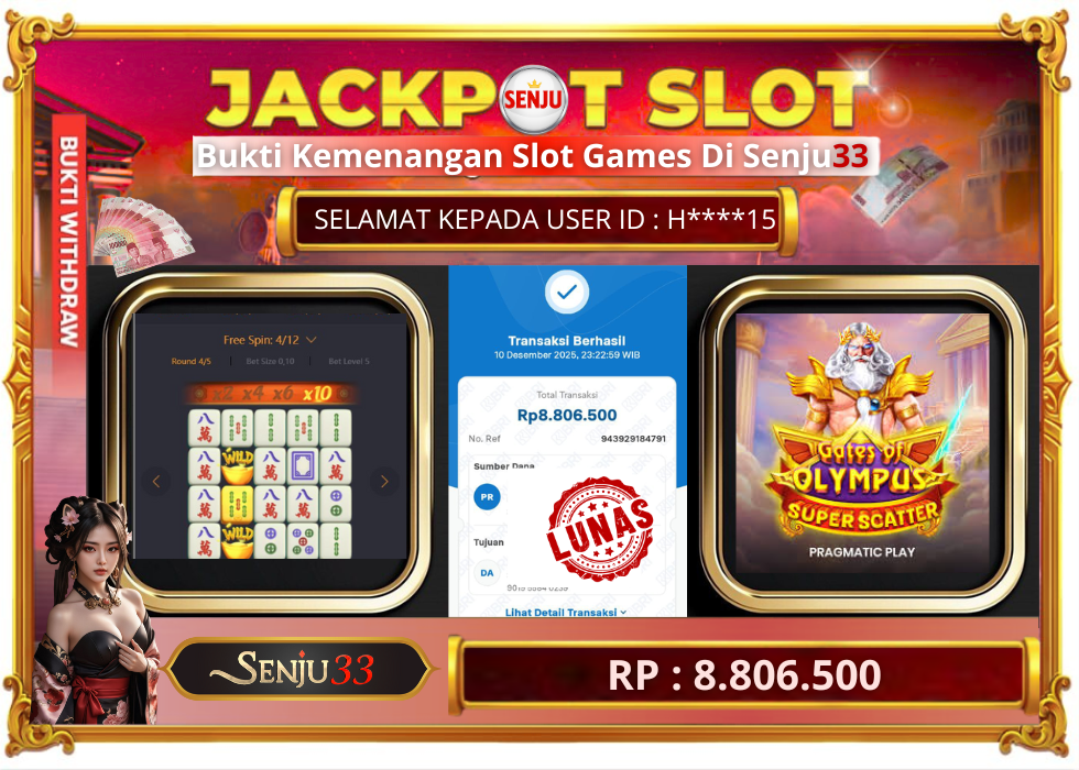 🎰 SENJU33 JACKPOT SLOT Rp. 8.806.500 LUNAS 🎉