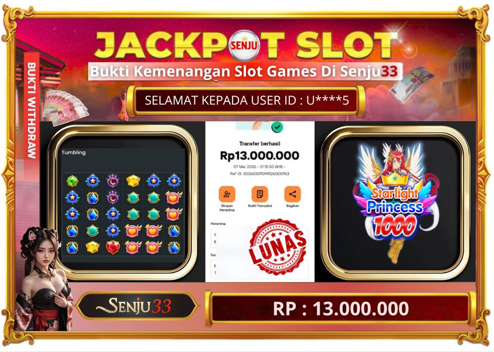 🎰 SENJU33 JACKPOT SLOT Rp. 13.000.000 LUNAS 🎉