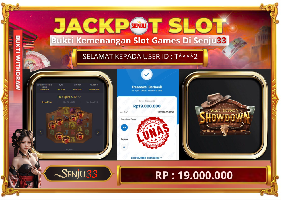 🎰 SENJU33 JACKPOT SLOT Rp. 19.000.000 LUNAS 🎉