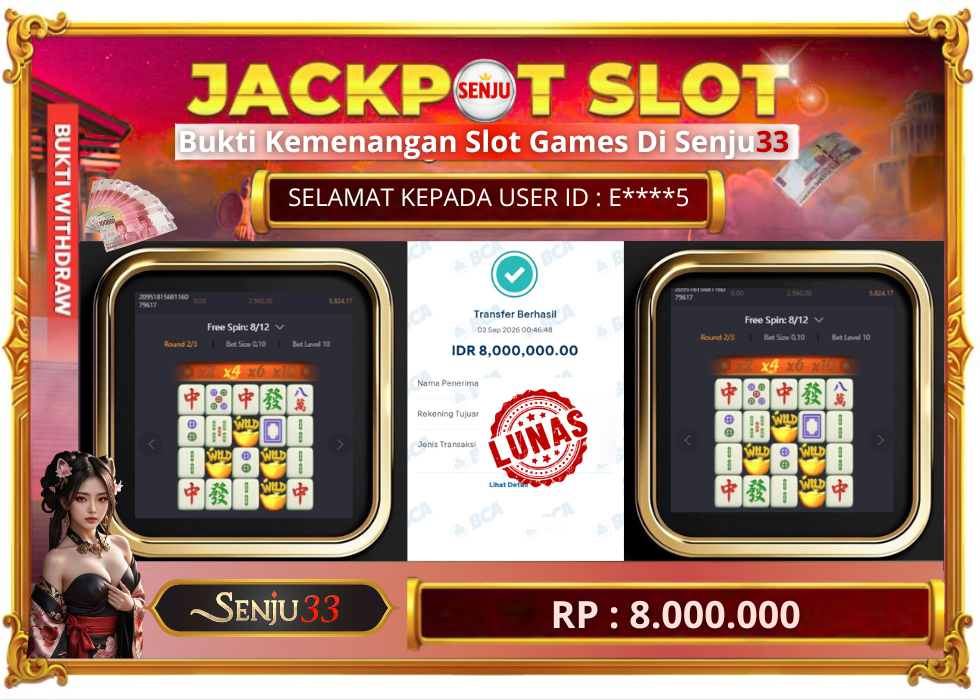 🎰 SENJU33 JACKPOT SLOT Rp. 8.000.000 LUNAS 🎉