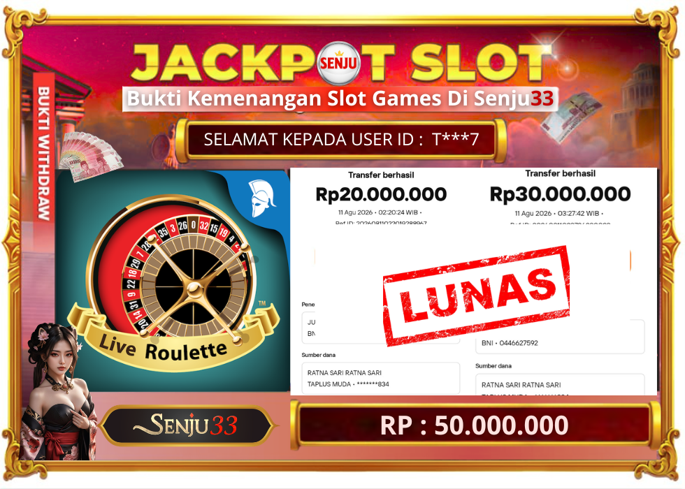 🎰 SENJU33 JACKPOT SLOT Rp. 50.000.000 LUNAS 🎉