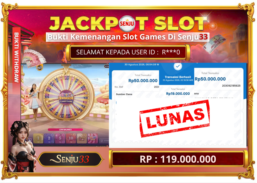 🎰 SENJU33 JACKPOT SLOT Rp. 119.000.000 LUNAS 🎉