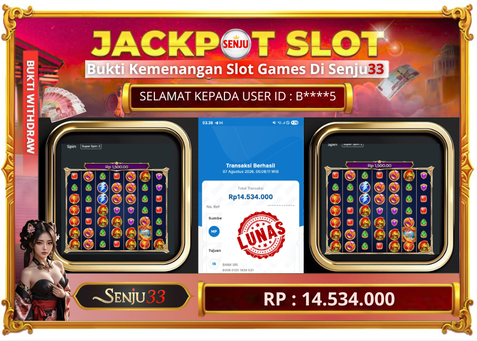 🎰 SENJU33 JACKPOT SLOT Rp. 14.534.000 LUNAS 🎉
