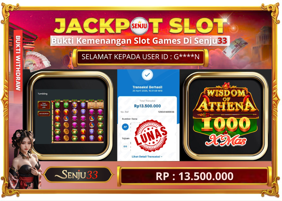 🎰 SENJU33 JACKPOT SLOT Rp. 13.500.000 LUNAS 🎉