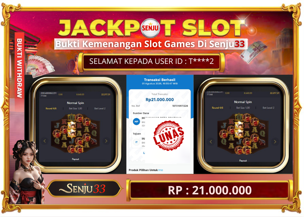 🎰 SENJU33 JACKPOT SLOT Rp. 21.000.000 LUNAS 🎉