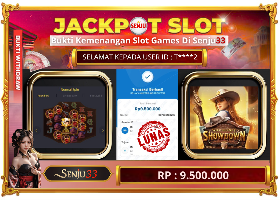 🎰 SENJU33 JACKPOT SLOT Rp. 9.500.000 LUNAS 🎉