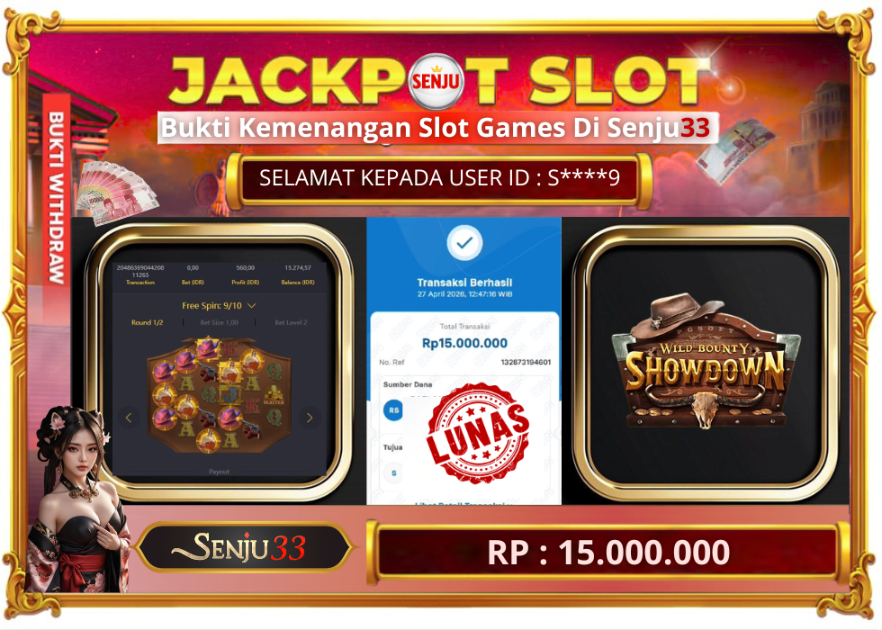 🎰 SENJU33 JACKPOT SLOT Rp. 15.000.000 LUNAS 🎉