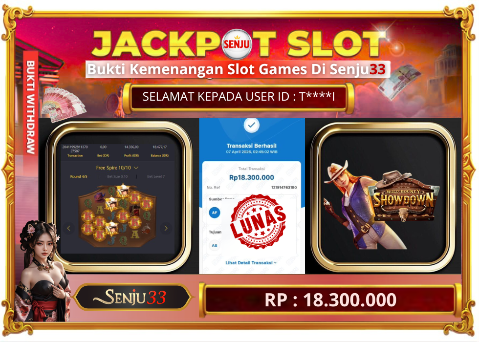 🎰 SENJU33 JACKPOT SLOT Rp. 18.300.000 LUNAS 🎉