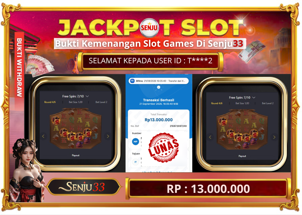 🎰 SENJU33 JACKPOT SLOT Rp. 13.000.000 LUNAS 🎉